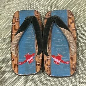 Japanese Authentic Pair Wooden Vintage Geisha Sandals